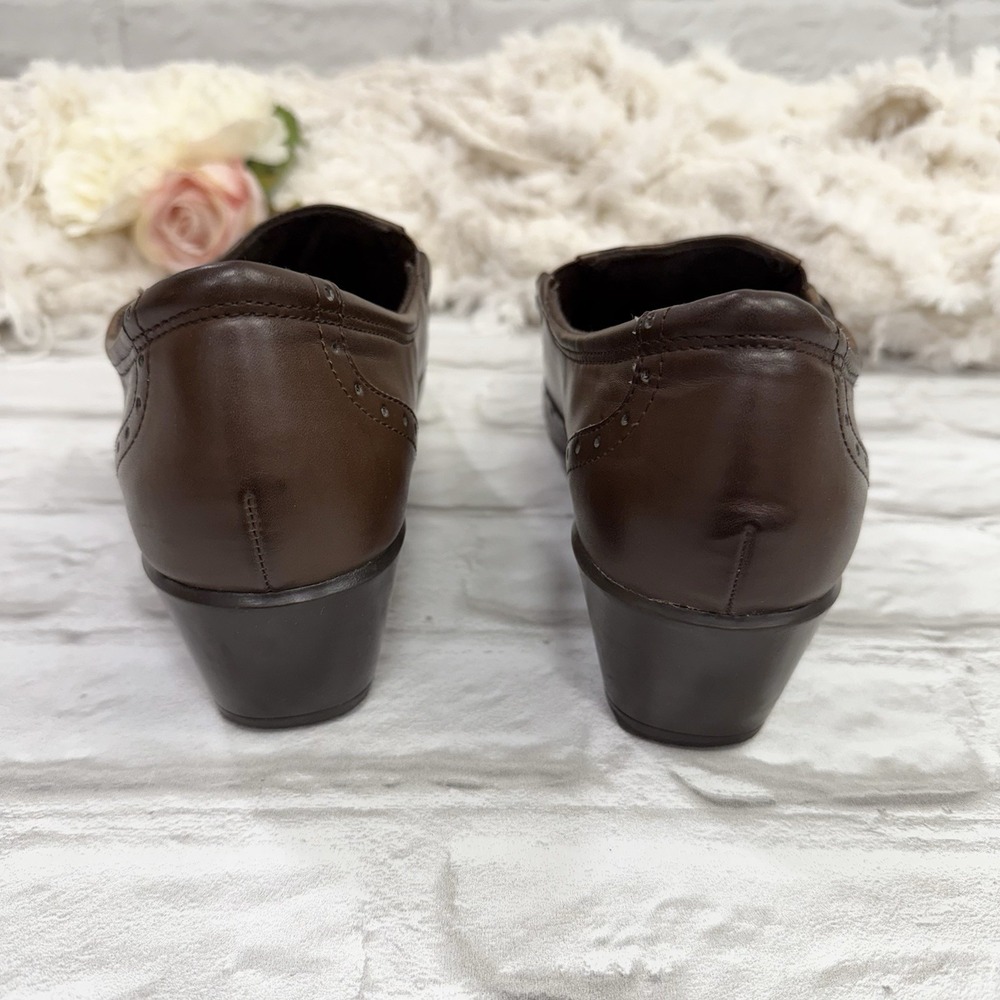 Earth Origins Carma 5 Women's 10M Brown Leather Wingtip Mary Jane Slip On Heels - Picture 5 of 13